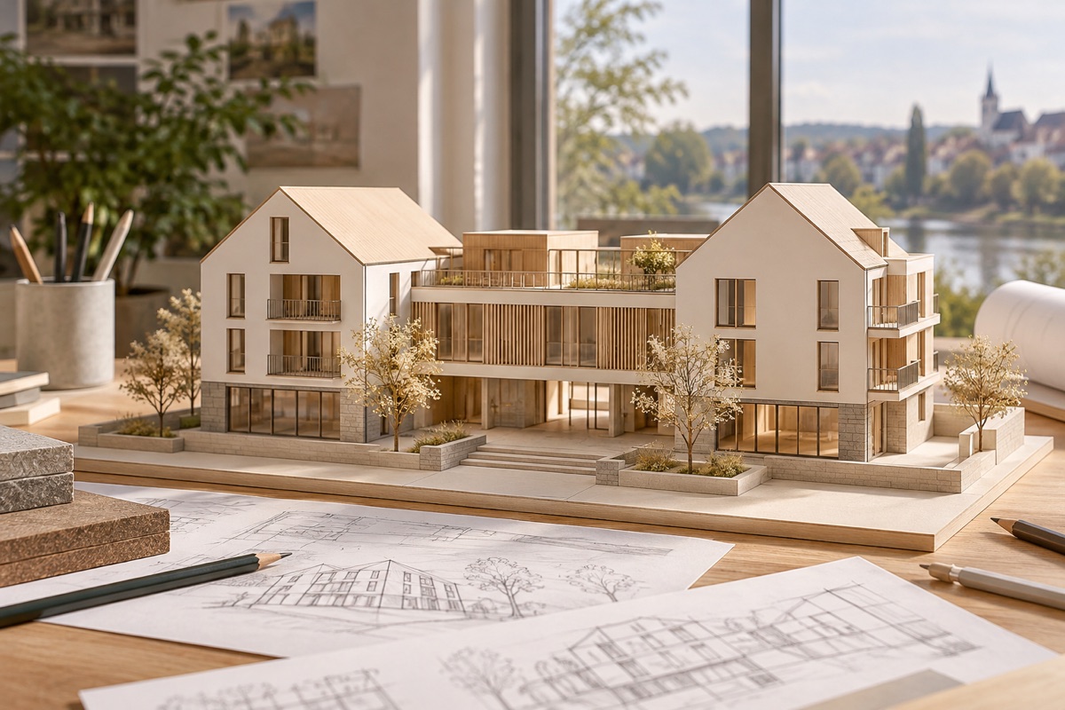 Bad Friedrichshall – Bad Friedrichshall: KI-Illustration eines Architekturmodells für Umbau und Wohnungsbau | Axel Maisenhelder Architekt Dipl.Ing.(FH), 01711291188 | Umbau, Anbau, Sanierung Bad Friedrichshall: KI-Illustration eines Architekturmodells für Umbau und Wohnungsbau