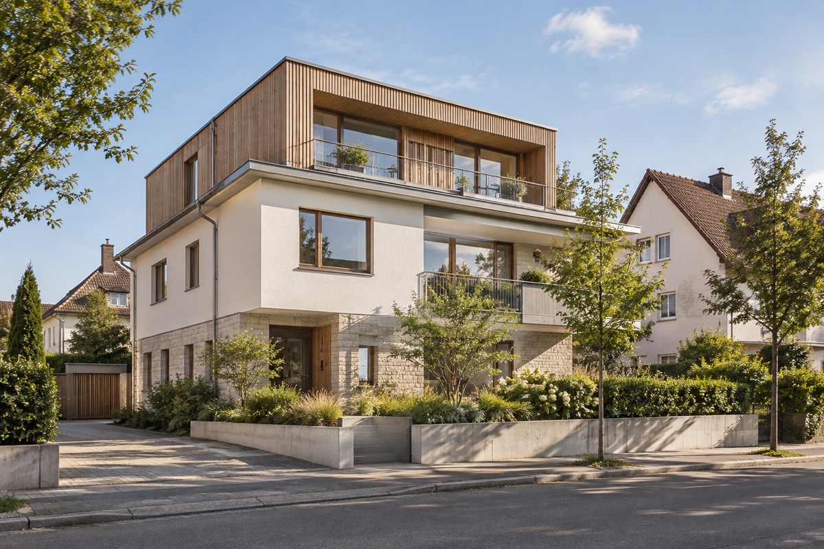 Kornwestheim – Kornwestheim: KI-Architekturvisualisierung einer möglichen Umsetzung für Wohnungsbau und Aufstockung | Axel Maisenhelder Architekt Dipl.Ing.(FH), 01711291188 | Umbau, Anbau, Sanierung Kornwestheim: KI-Architekturvisualisierung einer möglichen Umsetzung für Wohnungsbau und Aufstockung