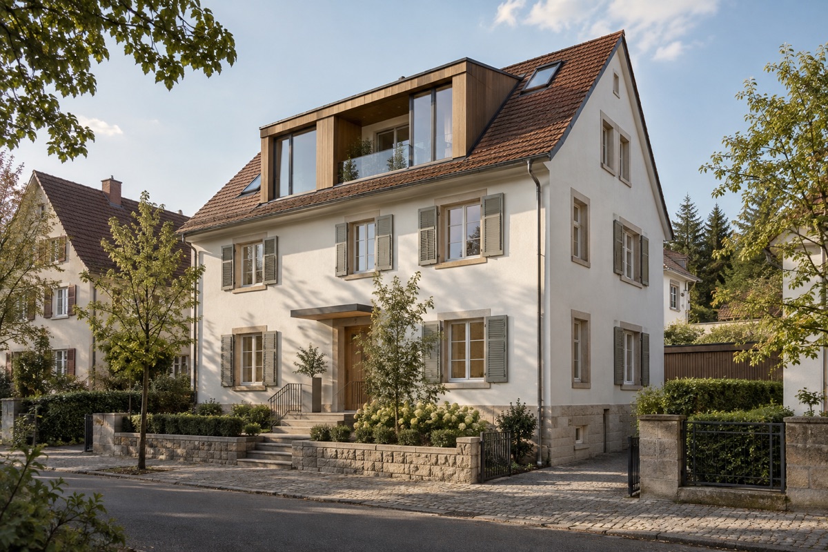 Ludwigsburg – Ludwigsburg: KI-Architekturvisualisierung einer möglichen Umsetzung für Sanierung und Dachausbau | Axel Maisenhelder Architekt Dipl.Ing.(FH), 01711291188 | Umbau, Anbau, Sanierung Ludwigsburg: KI-Architekturvisualisierung einer möglichen Umsetzung für Sanierung und Dachausbau