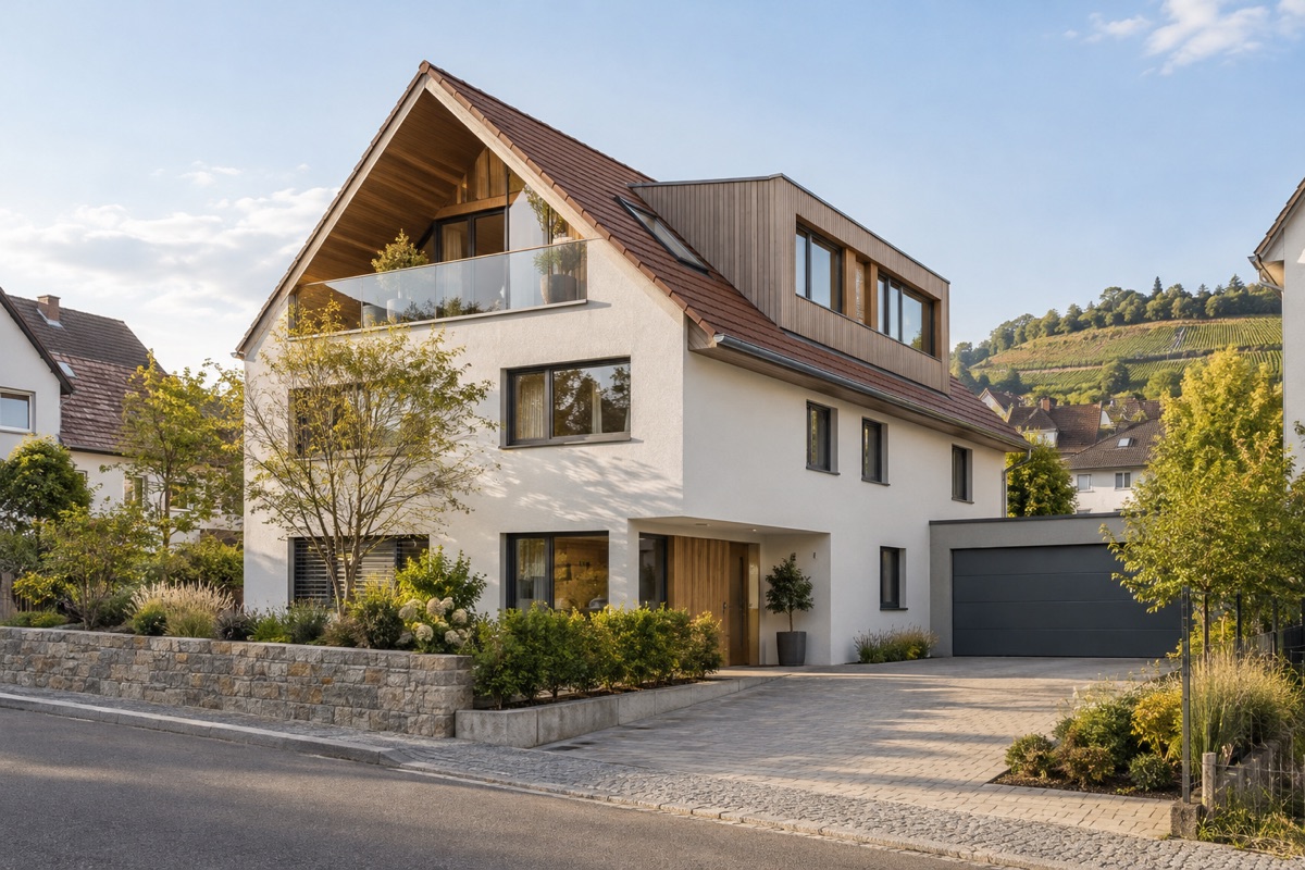 Schwaigern: KI-Architekturvisualisierung einer möglichen Umsetzung für Hausplanung und Dachausbau