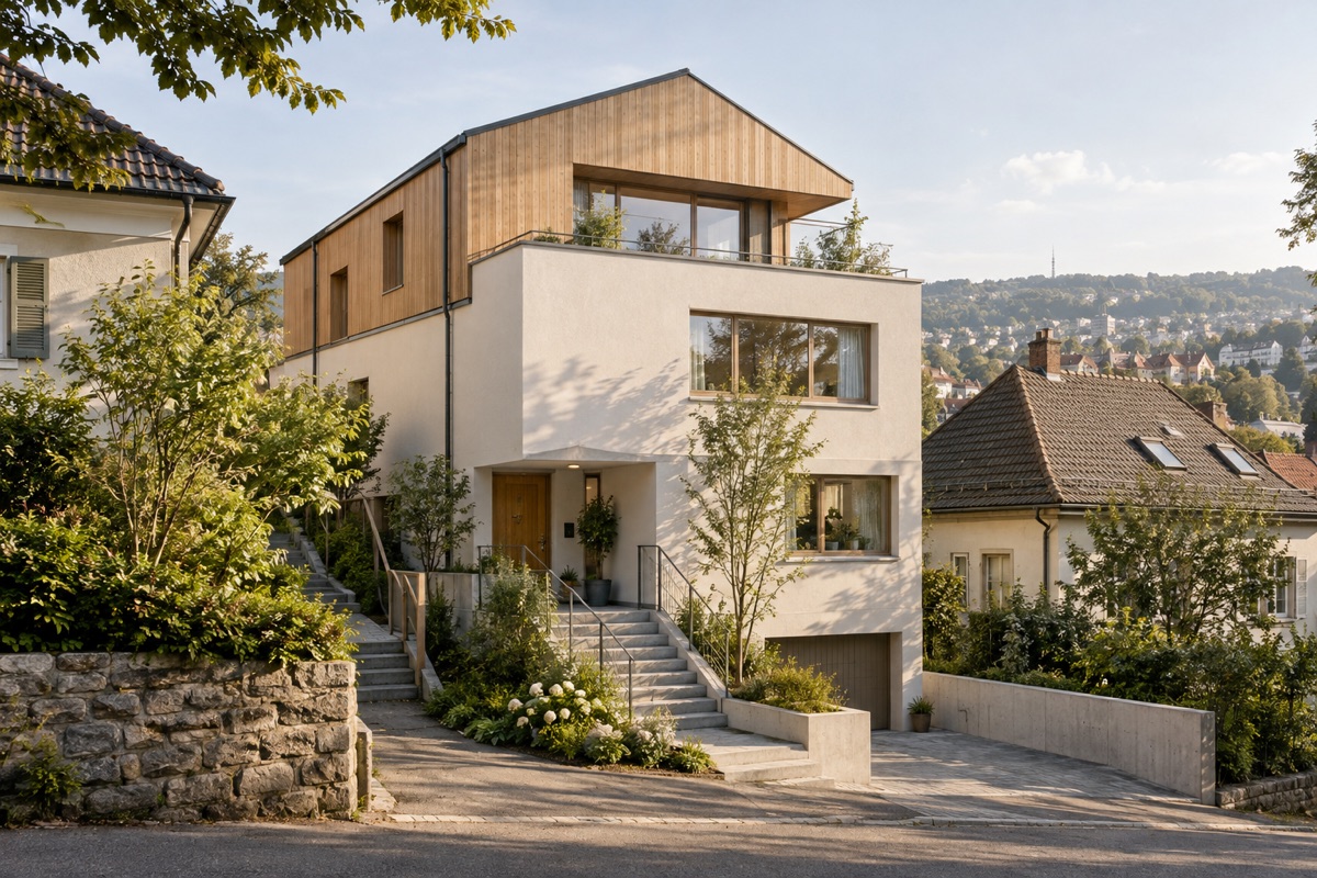Stuttgart: KI-Architekturvisualisierung einer möglichen Umsetzung für Umbau und Nachverdichtung